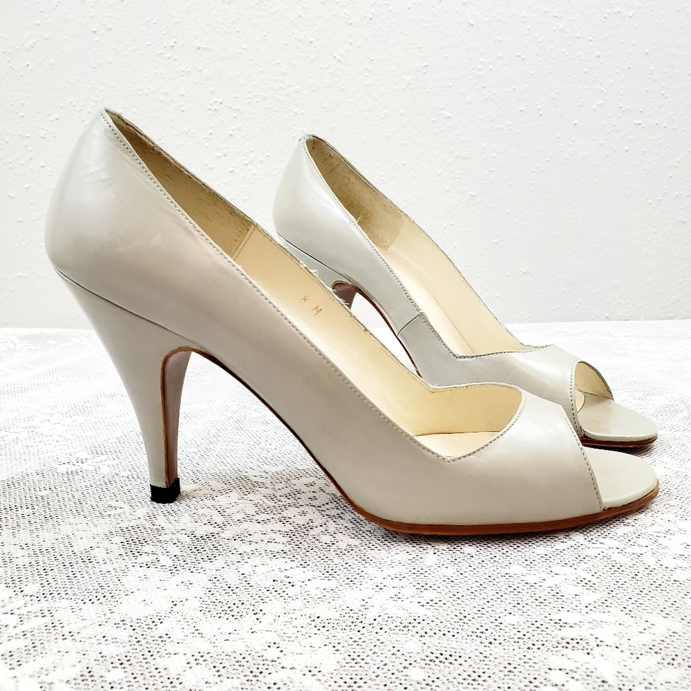 PAPPAGALLO Vintage Peep Toe Heels Sz 8!